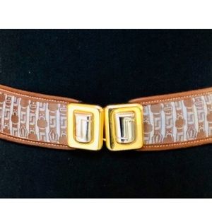 Judith Leiber Monogram Vintage Belt Silver Gold Logo Buckle One Size Adjustable